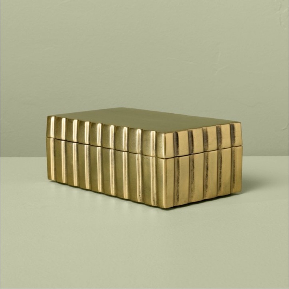 Hearth & Hand Magnolia Fluted Antique Brass Finish Decorative Box Rectangular
